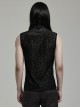 Simple Black Stretch Flocking Pattern Shoulder Webbing Decorated Gothic Style Men's Vest