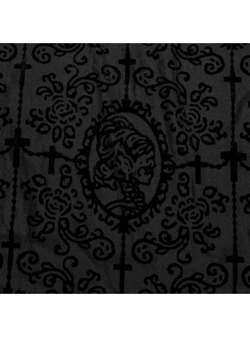 Simple Black Stretch Flocking Pattern Shoulder Webbing Decorated Gothic Style Men's Vest