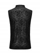 Simple Black Stretch Flocking Pattern Shoulder Webbing Decorated Gothic Style Men's Vest