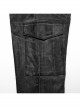 Black And Gray Old Look Slightly Elastic Woven Trousers With Floral Cord Decoration And Punk Style Casual Trousers
