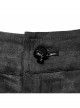 Black And Gray Old Look Slightly Elastic Woven Trousers With Floral Cord Decoration And Punk Style Casual Trousers