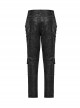 Black And Gray Old Look Slightly Elastic Woven Trousers With Floral Cord Decoration And Punk Style Casual Trousers
