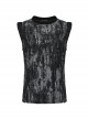 Old Black And Gray Decadent Texture Shoulder Eyelet Webbing Decoration Gothic Style Daily Sleeveless Vest