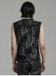 Old Black And Gray Decadent Texture Shoulder Eyelet Webbing Decoration Gothic Style Daily Sleeveless Vest