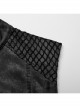 Black And Gray Distressed Woven With Stretch Rhombus Mesh Punk Style Men's Sleeveless Shirt