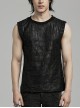 Old Style Black Shabby Decadent Muscular Shoulder Eyelet Webbing Gothic Style Daily Sleeveless Vest