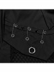 Handsome Black Micro Elastic Woven Patchwork Mesh Front Eyelet Stud Punk Style Short Sleeved Shirt