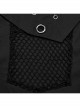 Handsome Black Micro Elastic Woven Patchwork Mesh Front Eyelet Stud Punk Style Short Sleeved Shirt