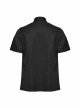 Handsome Black Micro Elastic Woven Patchwork Mesh Front Eyelet Stud Punk Style Short Sleeved Shirt
