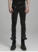 Black Simple Three Dimensional Rope Casual Punk Style Casual Trousers