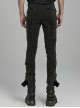 Black Simple Three Dimensional Rope Casual Punk Style Casual Trousers