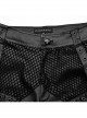 Handsome Black Elastic Taped Mesh Fabric With Metal Ring In The Middle And Cross Tab Punk Style Trousers