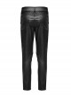 Handsome Black Elastic Taped Mesh Fabric With Metal Ring In The Middle And Cross Tab Punk Style Trousers