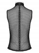 Sexy Hollow Mesh Stitching And Pressed Rubber Leather Front And Center With Metal Ring Links Punk Style Sleeveless Vest