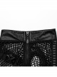Sexy Hollow Mesh Stitching And Pressed Rubber Leather Front And Center With Metal Ring Links Punk Style Sleeveless Vest