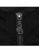 Personalized Black Micro Elastic Double Sleeved Hollow Front Center Collar Punk Style Fitted Hooded Short Jacket
