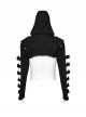 Personalized Black Micro Elastic Double Sleeved Hollow Front Center Collar Punk Style Fitted Hooded Short Jacket