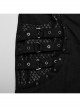 Black Micro Elastic Rubber Mid Front Hollow Mesh With Metal Studs And Side Drop Stitching Punk Style Bell Bottom Pants