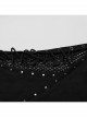 Black Micro Elastic Rubber Mid Front Hollow Mesh With Metal Studs And Side Drop Stitching Punk Style Bell Bottom Pants