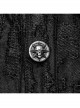 Black Micro Stretch Knit Patchwork Pressed Rubber Shoulder Metal Rivet Design Punk Style Men's Long Sleeved Shirt