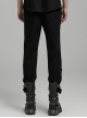 Irregular Black Micro Elastic Twill Splicing Mesh Fabric Eyelet Rope Decoration Punk Style Hollow Splicing Trousers