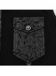 Asymmetrical Black Micro Elastic Twill Spliced Split Mesh Side Eyelet Studs String Punk Style Sleeveless Shirt
