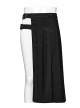 Black Woven Asymmetric Pleated Side Metal Zipper Embellished Punk Style Versatile Skirt