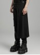 Black Woven Asymmetric Pleated Side Metal Zipper Embellished Punk Style Versatile Skirt