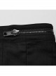 Black Woven Asymmetric Pleated Side Metal Zipper Embellished Punk Style Versatile Skirt
