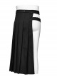 Black Woven Asymmetric Pleated Side Metal Zipper Embellished Punk Style Versatile Skirt