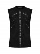 Daily Black Stretch Knit Front Center Stud Splicing Webbing Decoration Punk Style Men's Vest