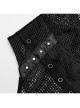 Handsome Black Mesh Sexy Hollow Punk Style Hooded See Through Vest