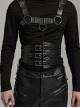 Adjustable Black Pu Leather Front Curved Side Cord Punk Style Men's Girdle