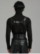 Adjustable Black Pu Leather Front Curved Side Cord Punk Style Men's Girdle