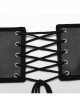 Adjustable Black Pu Leather Front Curved Side Cord Punk Style Men's Girdle