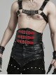 Adjustable Black And Red PU Leather Front Curved Side Cord Punk Style Men's Girdle