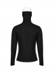 Black High Neck Stretch Knit Jumpsuit With Earrings And Eyelet Studs In The Front Embellished With Punk Style Men's Long Sleeved T-Shirt