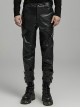 Personalized Black Elastic Taped Three Dimensional Punk Style Casual Trousers