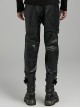 Personalized Black Elastic Taped Three Dimensional Punk Style Casual Trousers