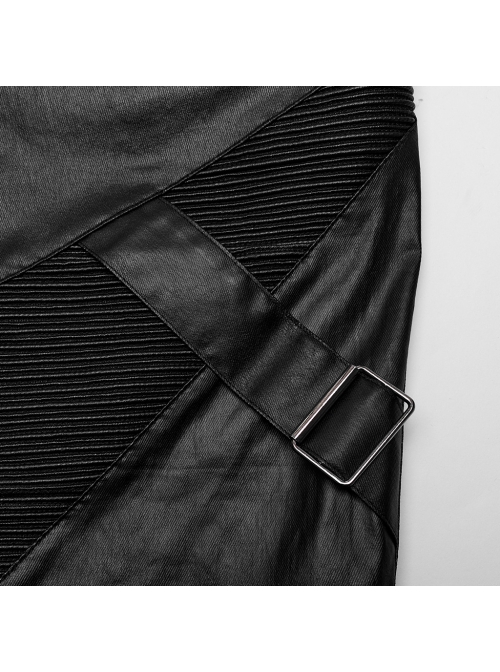 Personalized Black Elastic Taped Three Dimensional Punk Style Casual Trousers