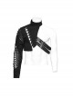 Handsome Asymmetrical Black Twill Woven Splicing Taped Front Eyelet Strap Punk Style One Arm Harness