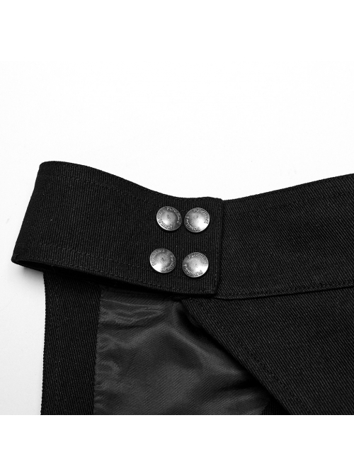 Handsome Asymmetrical Black Twill Woven Splicing Taped Front Eyelet Strap Punk Style One Arm Harness