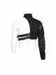 Handsome Asymmetrical Black Twill Woven Splicing Taped Front Eyelet Strap Punk Style One Arm Harness