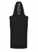 Black Hooded Stretch Knit Front Center Zip Punk Style Handsome Sleeveless Vest