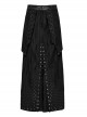 Three Dimensional Micro Elastic Knitted Pu Leather Eyelet String Irregular Skirt Punk Style Messy Pattern Skirt
