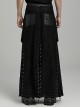 Three Dimensional Micro Elastic Knitted Pu Leather Eyelet String Irregular Skirt Punk Style Messy Pattern Skirt