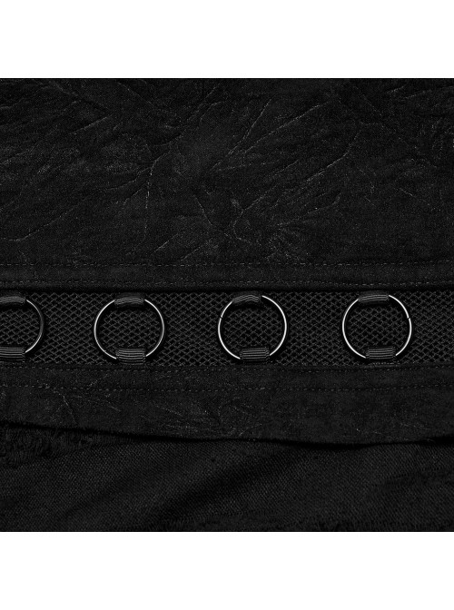 Three Dimensional Micro Elastic Knitted Pu Leather Eyelet String Irregular Skirt Punk Style Messy Pattern Skirt
