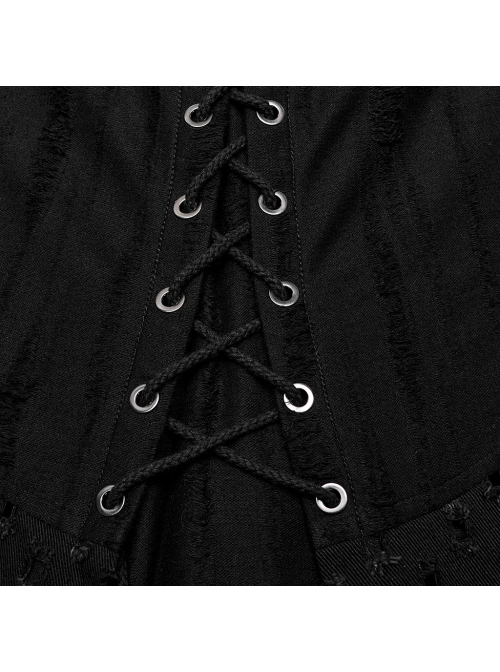 Three Dimensional Micro Elastic Knitted Pu Leather Eyelet String Irregular Skirt Punk Style Messy Pattern Skirt
