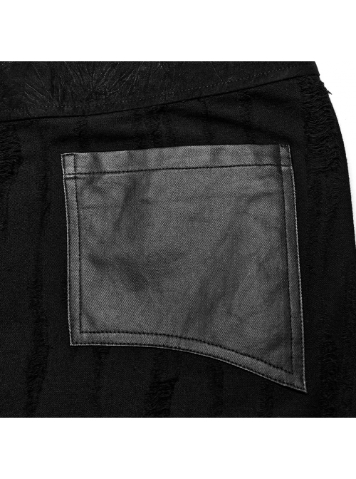 Three Dimensional Micro Elastic Knitted Pu Leather Eyelet String Irregular Skirt Punk Style Messy Pattern Skirt