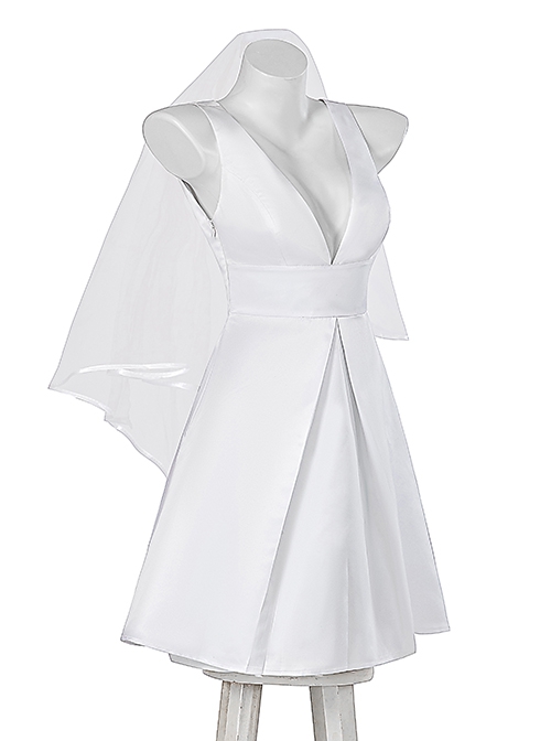 Joker 2 Folie à Deux Harley Quinn White Short Wedding Dress Halloween Cosplay Costume Full Set